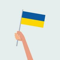 vetor ilustração mãos segurando Ucrânia bandeiras em branco fundo