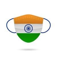 máscara facial prevenção do coronavírus da Índia. bandeira da Índia com o símbolo do vírus corona, covid 2019, ilustração vetorial. vetor