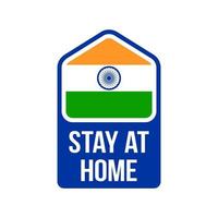 ficar em casa prevenção do coronavírus Índia. bandeira da Índia com o símbolo do vírus corona, covid 2019, ilustração vetorial. vetor