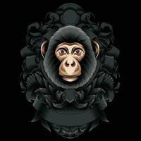 macaco cabeça vetor ilustração com enfeite fundo