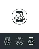 Smartphone com gostar botão Segue e Comente vetor