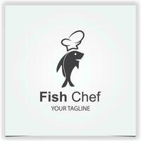 peixe chefe de cozinha logotipo Prêmio elegante modelo vetor eps 10