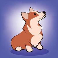 ilustração em vetor bonito dos desenhos animados de um cachorro corgi