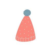 bonito chapéu de malha com um pompom. ilustração vetorial desenhada à mão em estilo doodle. acessório de inverno e outono. design para impressão, cartões postais, embalagens vetor