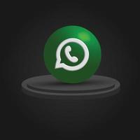 Ícone de Whatsapp de mídia social 3D vetor