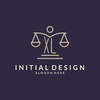 xl iniciais combinado com a balanças do justiça ícone, Projeto inspiração para lei firmas dentro uma moderno e luxuoso estilo vetor
