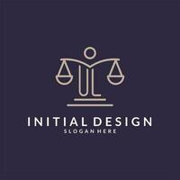 ul iniciais combinado com a balanças do justiça ícone, Projeto inspiração para lei firmas dentro uma moderno e luxuoso estilo vetor
