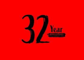 32 anos aniversário celebração logotipo em vermelho fundo, 32 número logotipo projeto, 32º aniversário logotipo, logótipo aniversário, vetor aniversário para celebração, poster, convite cartão