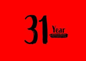 31 anos aniversário celebração logotipo em vermelho fundo, 31 número logotipo projeto, 31º aniversário logotipo, logótipo aniversário, vetor aniversário para celebração, poster, convite cartão