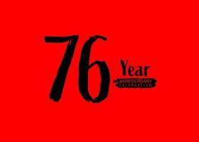 76 anos aniversário celebração logotipo em vermelho fundo, 76 número logotipo projeto, 76º aniversário logotipo, logótipo aniversário, vetor aniversário para celebração, poster, convite cartão