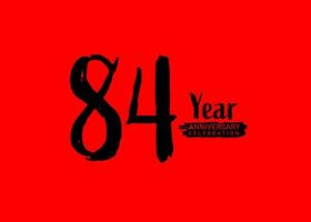 84 anos aniversário celebração logotipo em vermelho fundo, 84 número logotipo projeto, 84º aniversário logotipo, logótipo aniversário, vetor aniversário para celebração, poster, convite cartão