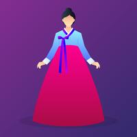 Senhora personagens vestindo Hanbok vetor