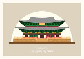 Ilustração em vetor cartão postal Gyeongbokgung Palace