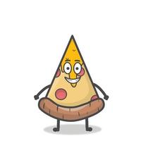 Ilustração emoticon de desenho animado bonito personagem mascote de pizza vetor