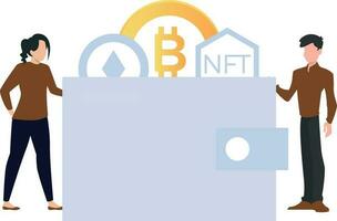 a carteira inclui nft fichas e bitcoin. vetor