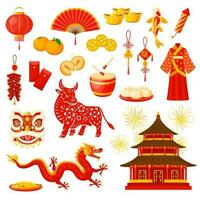 chinês Novo ano feriado símbolos vetor ícones conjunto