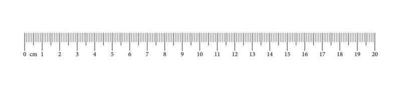 medindo gráfico com 20 centímetros. régua escala com números. comprimento medição matemática, distância, altura, de costura ferramenta. vetor