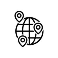 mundo mapa vetor linha ícones. navegação ilustração placa. globo símbolo.