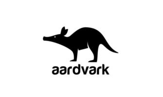 design de logotipo de vetor preto mínimo aardvark