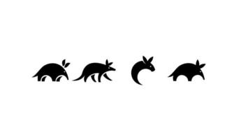 design de logotipo de vetor preto mínimo aardvark