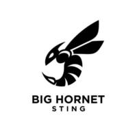 minimal big hornet bee vector vintage logotipo premium preto