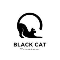 design de logotipo simples de gato preto vetor