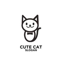 minimalismo simples design de logotipo de vetor de gato fofo