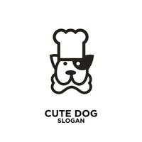 Projeto do ícone do logotipo do vetor do chef cachorrinho fofo