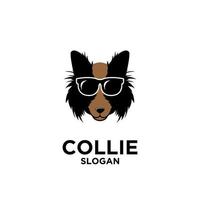 design de logotipo simples de cachorro collie vetor