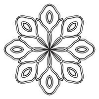 mandala de flor de contorno preto. doodle redondo elemento decorativo para livro de colorir isolado no fundo branco. círculo geométrico floral. vetor