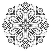 mandala de flor de contorno preto. doodle redondo elemento decorativo para livro de colorir isolado no fundo branco. círculo geométrico floral. vetor