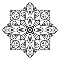 mandala de flor de contorno preto. doodle redondo elemento decorativo para livro de colorir isolado no fundo branco. círculo geométrico floral. vetor