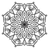 mandala de flor de contorno preto. doodle redondo elemento decorativo para livro de colorir isolado no fundo branco. círculo geométrico floral. vetor