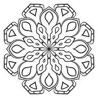 mandala de flor de contorno preto. doodle redondo elemento decorativo para livro de colorir isolado no fundo branco. círculo geométrico floral. vetor