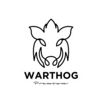 warthog linha simples desenho de ilustração vetorial vetor