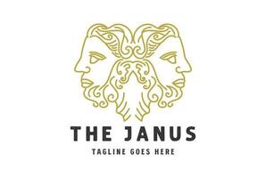 gêmeo face mito grego Janus Deus linha estilo logotipo Projeto vetor
