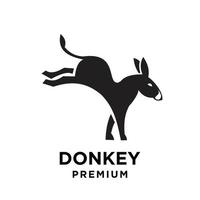Design de modelo de ícone de logotipo de vetor de burro preto simples