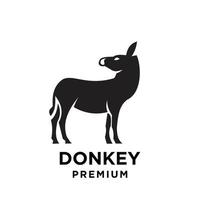 Design de modelo de ícone de logotipo de vetor de burro preto simples