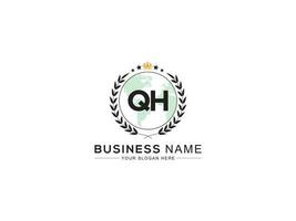 Prêmio real coroa qh logotipo, único carta qh logotipo ícone vetor imagem Projeto