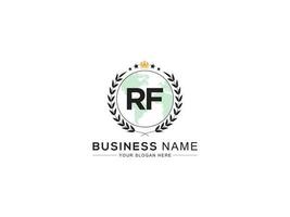 real coroa rf logotipo ícone, inicial luxo rf logotipo carta vetor arte
