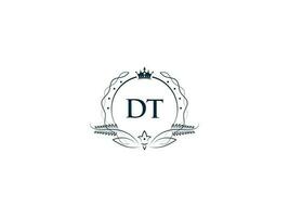 inicial dt feminino logotipo, criativo luxo coroa dt td carta logotipo ícone vetor