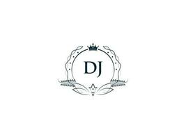 inicial dj feminino logotipo, criativo luxo coroa dj jd carta logotipo ícone vetor