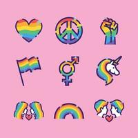 coleção de ícones de orgulho LGBTQ vetor