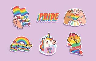 coleção de adesivos de orgulho LGBTQ vetor