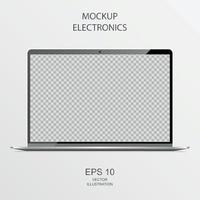 laptop em preto, prata e branco com reflexo - vetor realista