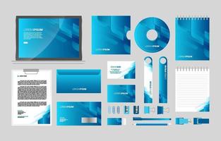 kit de papelaria de negócios azul abstrato vetor