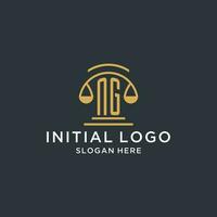 ng inicial com escala do justiça logotipo Projeto modelo, luxo lei e advogado logotipo Projeto Ideias vetor
