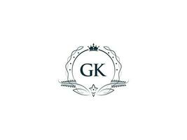 mínimo carta gk logotipo coroa ícone, Prêmio luxo gk kg feminino carta logotipo ícone vetor