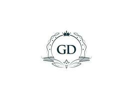mínimo carta gd logotipo coroa ícone, Prêmio luxo gd dg feminino carta logotipo ícone vetor