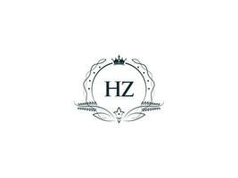 feminino coroa hz rei logotipo, inicial hz zh logotipo carta vetor arte